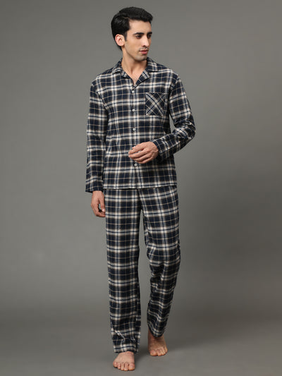 Pyjama Set for Men-Navy Checked