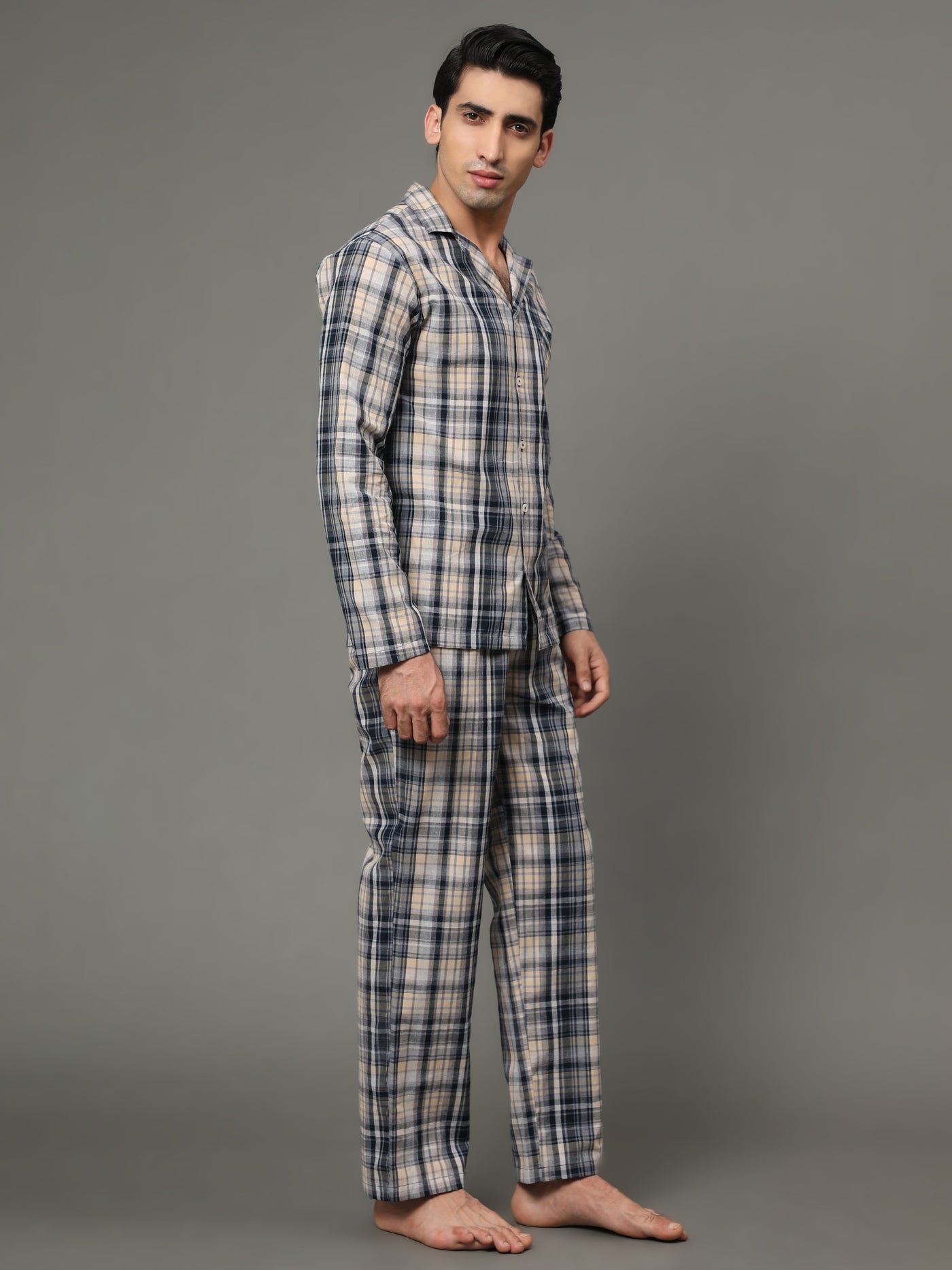 Pyjama Set for Men-Blue Checked