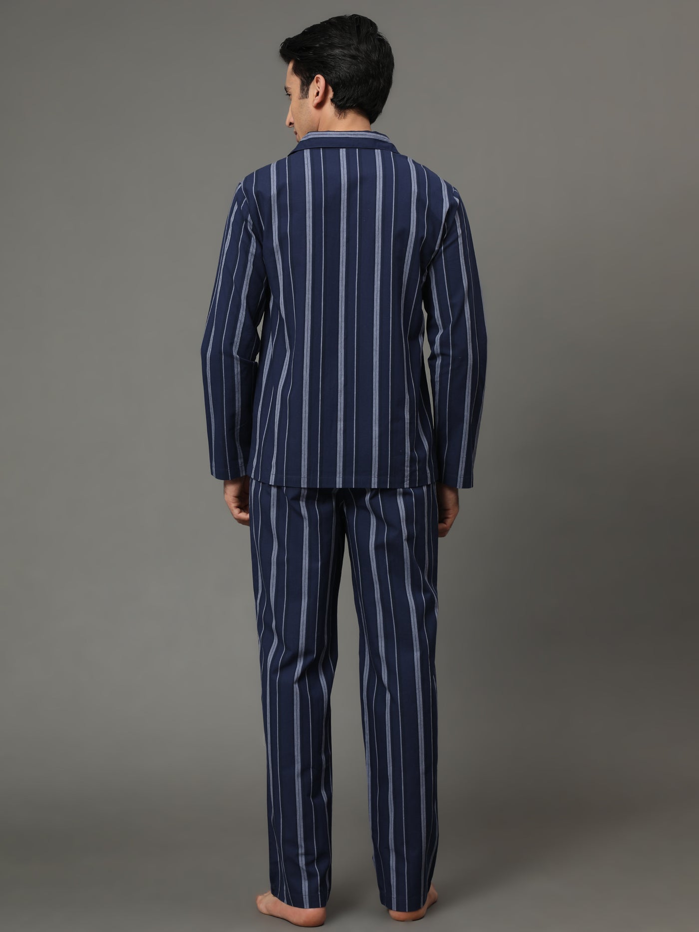 Pyjama Set for Men-Navy Stripes