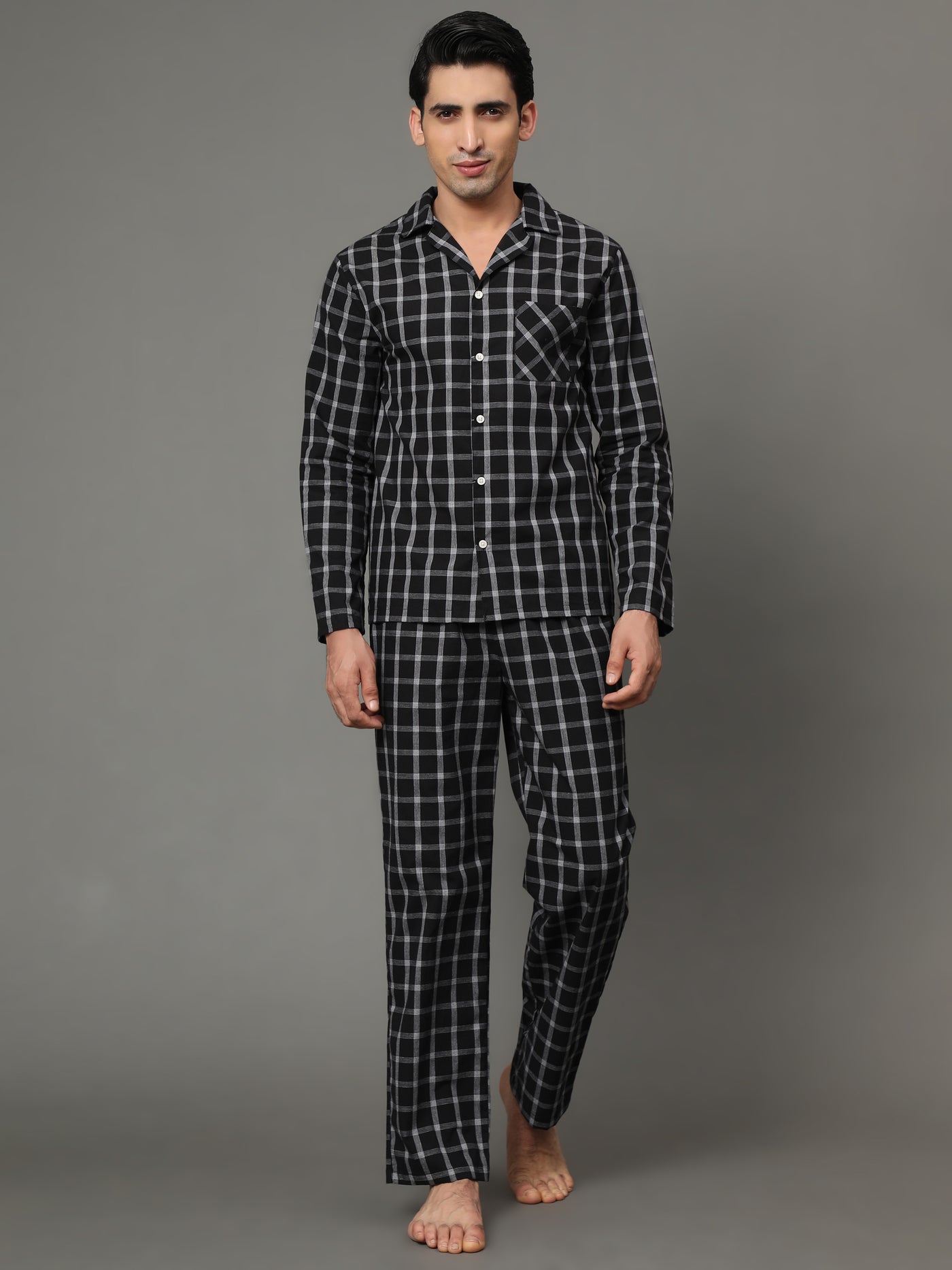 Pyjama Set for Men-Black Checked