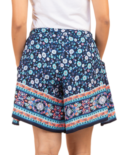 Culottes Shorts for Women-Neon Border
