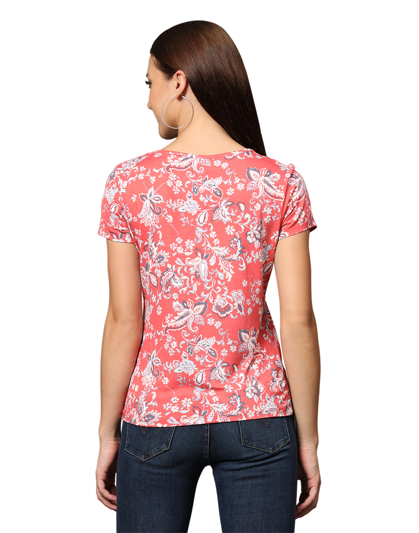 T-Shirt for Women-Red Floral