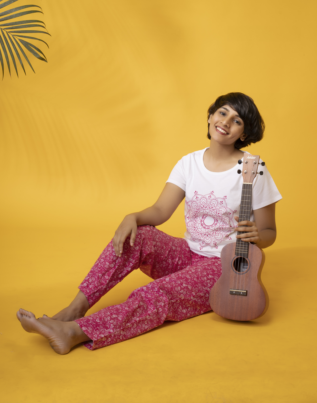 Pyjama Set for Women-Pink Rangoli Print