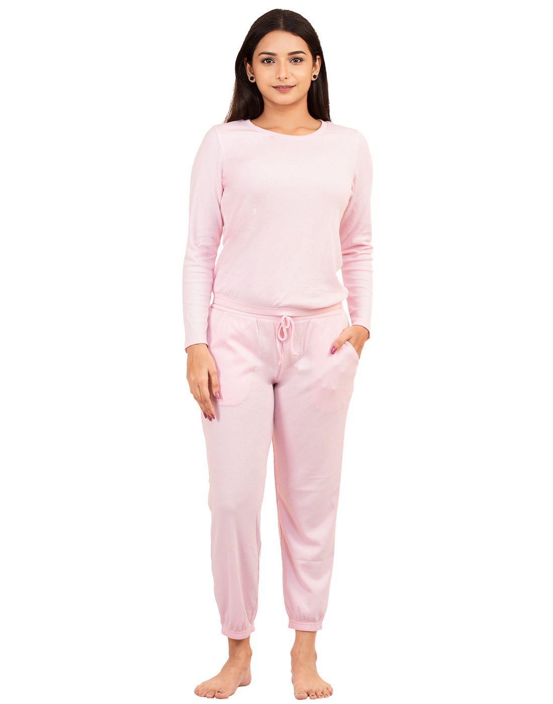 Pyjama Set for Women-Pink Waffle