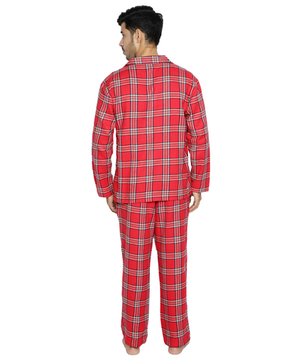 Pyjama Set for Men-Red Checks