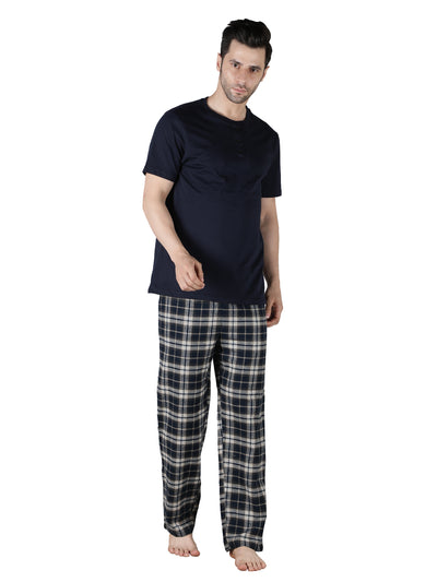 Pyjama Set for Men-Navy Checks