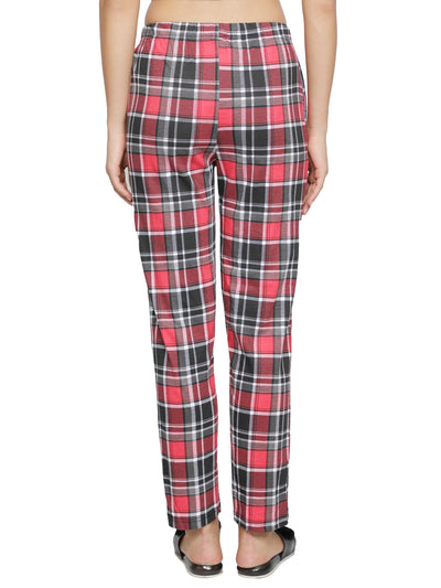 Lounge Pant for Women-Red & Black Checked