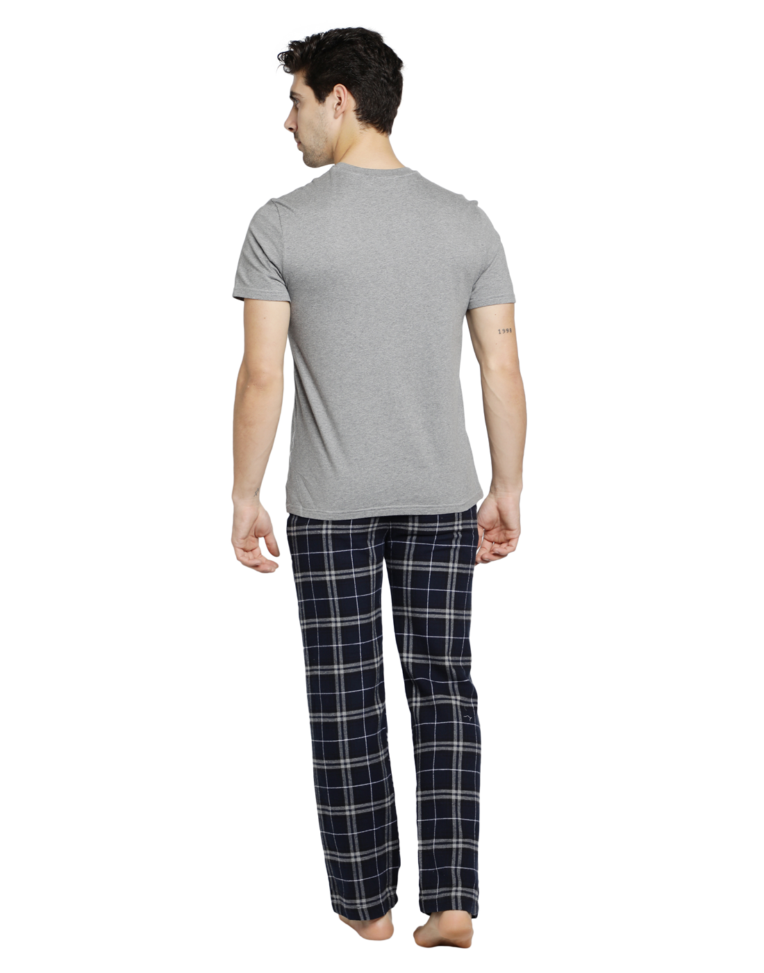 Pyjama Set for Mens-Navy Checks