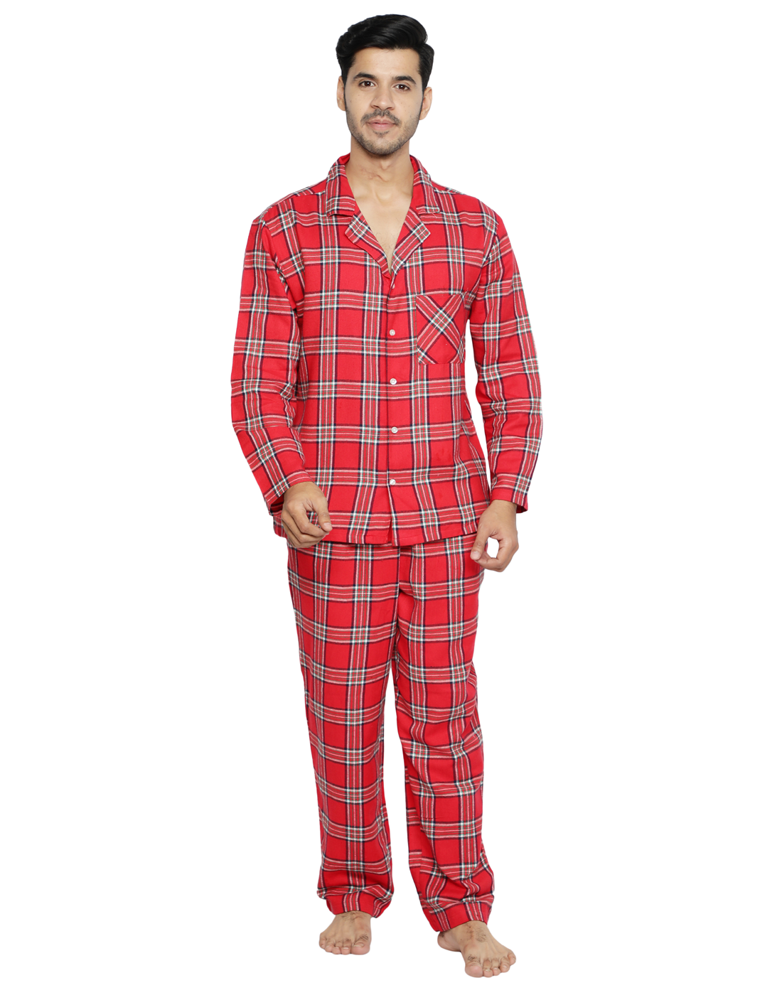 Pyjama Set for Men-Red Checks