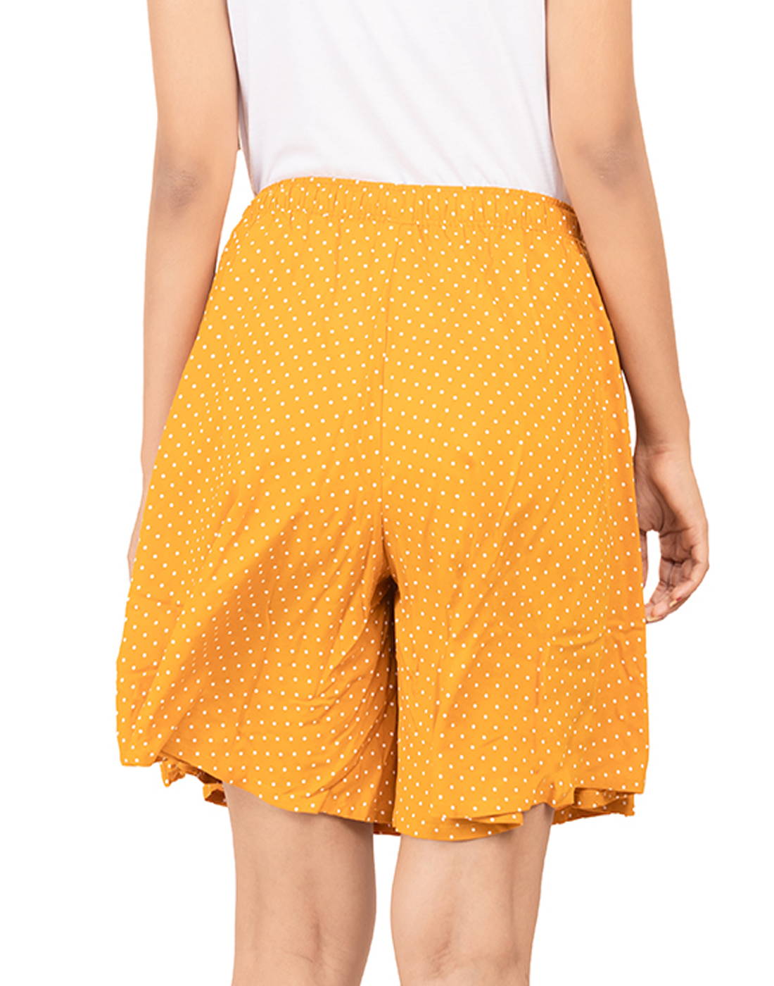 Culotte Shorts for Women-Mustard Print