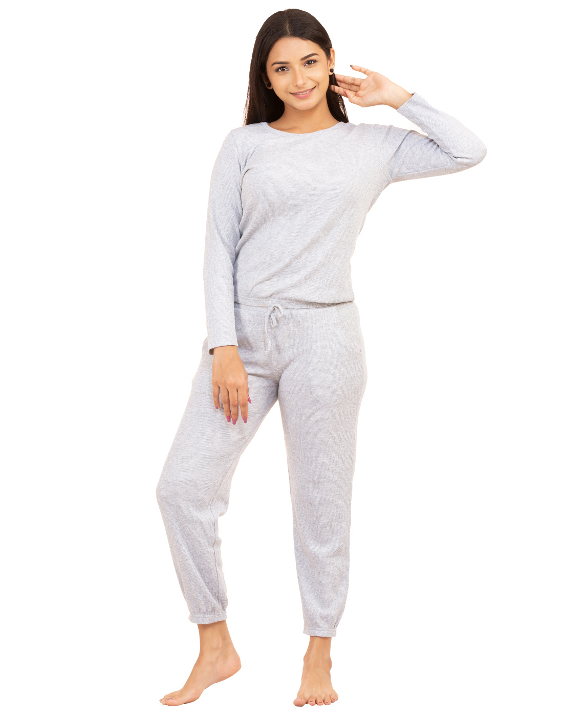 Pyjama Set for Women-Grey Waffle