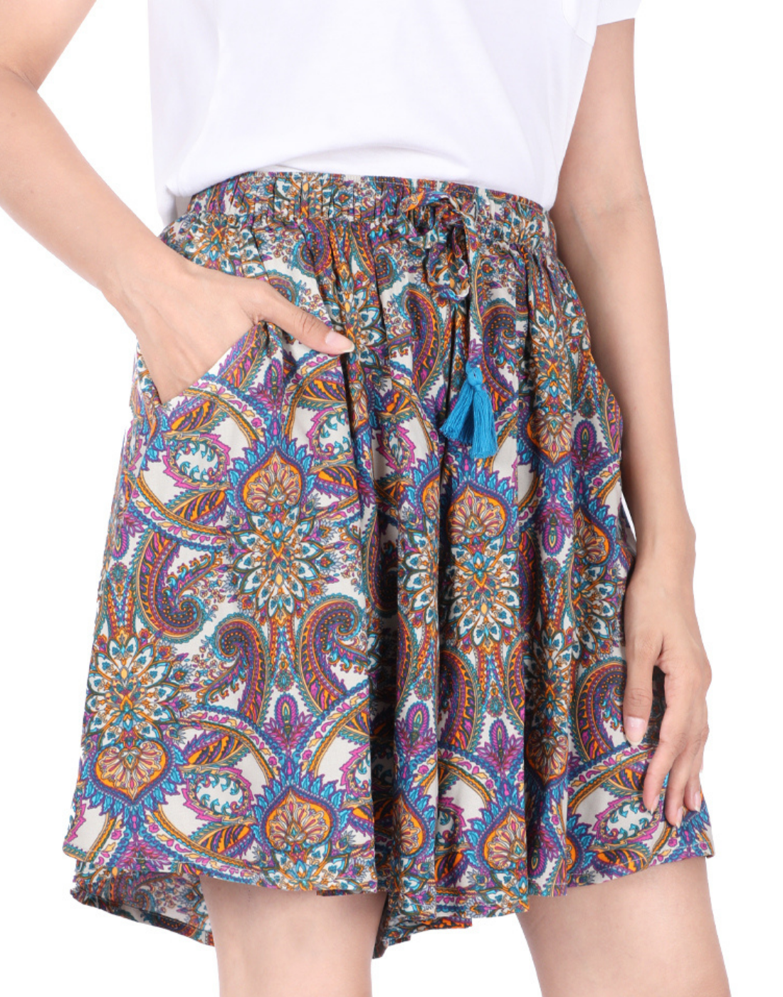 Culottes Shorts for Women-Paisley