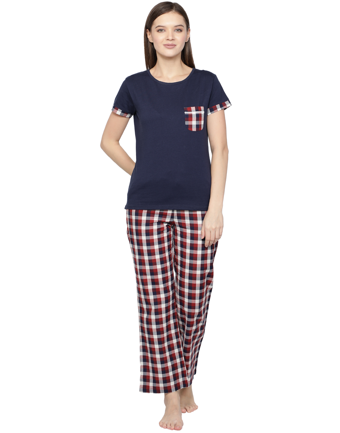 Pyjama Set for Women-Nautical Checked