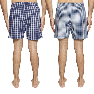 Lounge Shorts for Men-Navy Checks(Pack of 2)