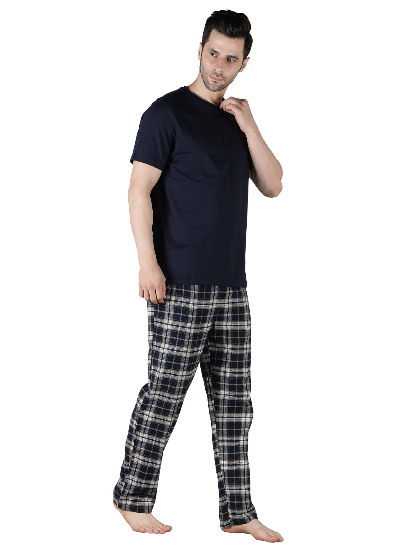Pyjama Set for Men-Navy Checks