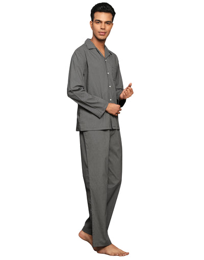Pyjama Set for Men-Black Abstract Micro