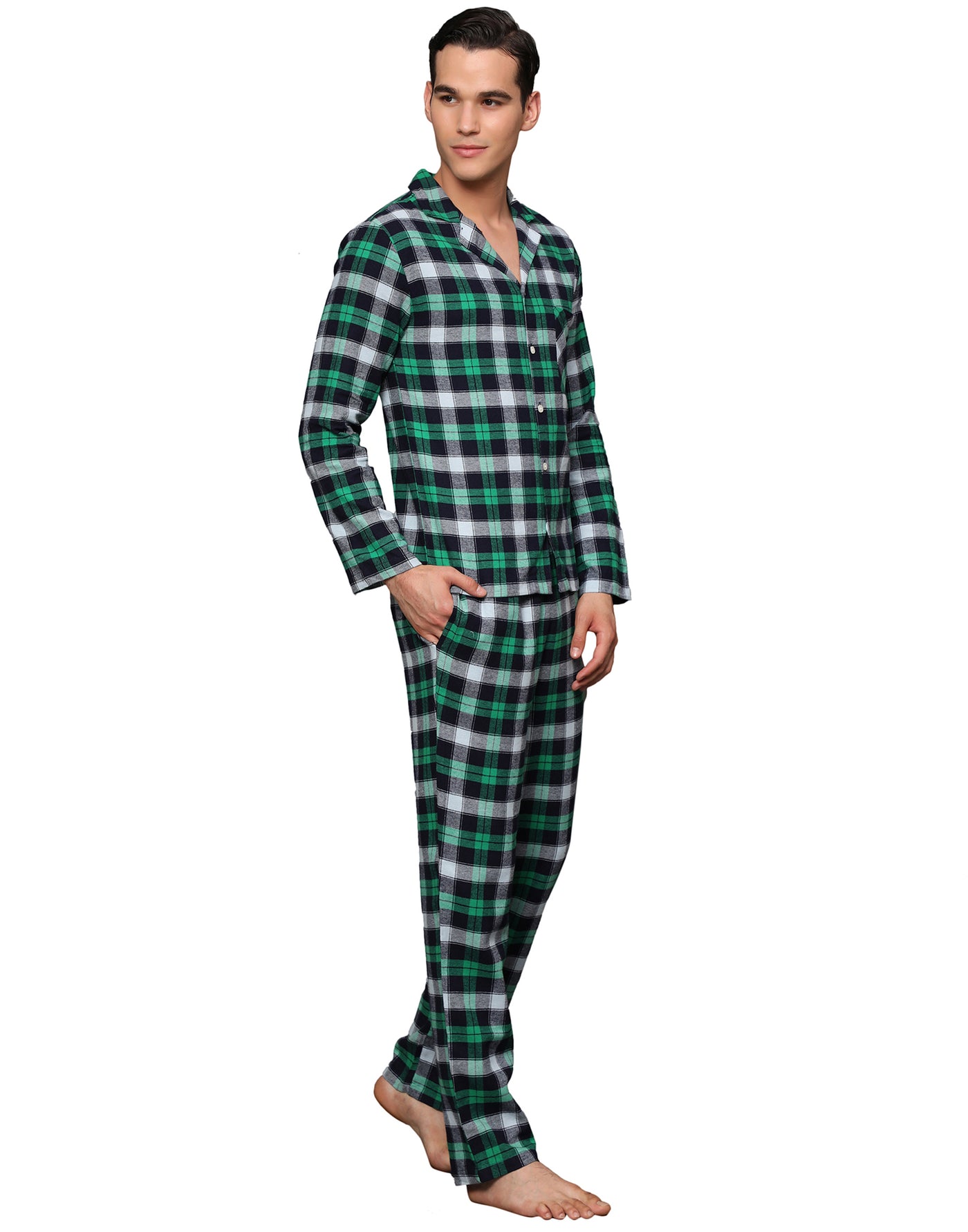 Pyjama Set for Men-Green Checked