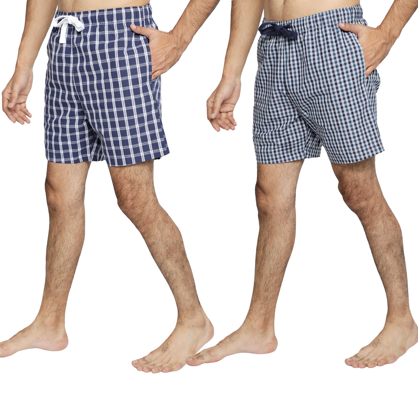 Lounge Shorts for Men-Navy Checks(Pack of 2)