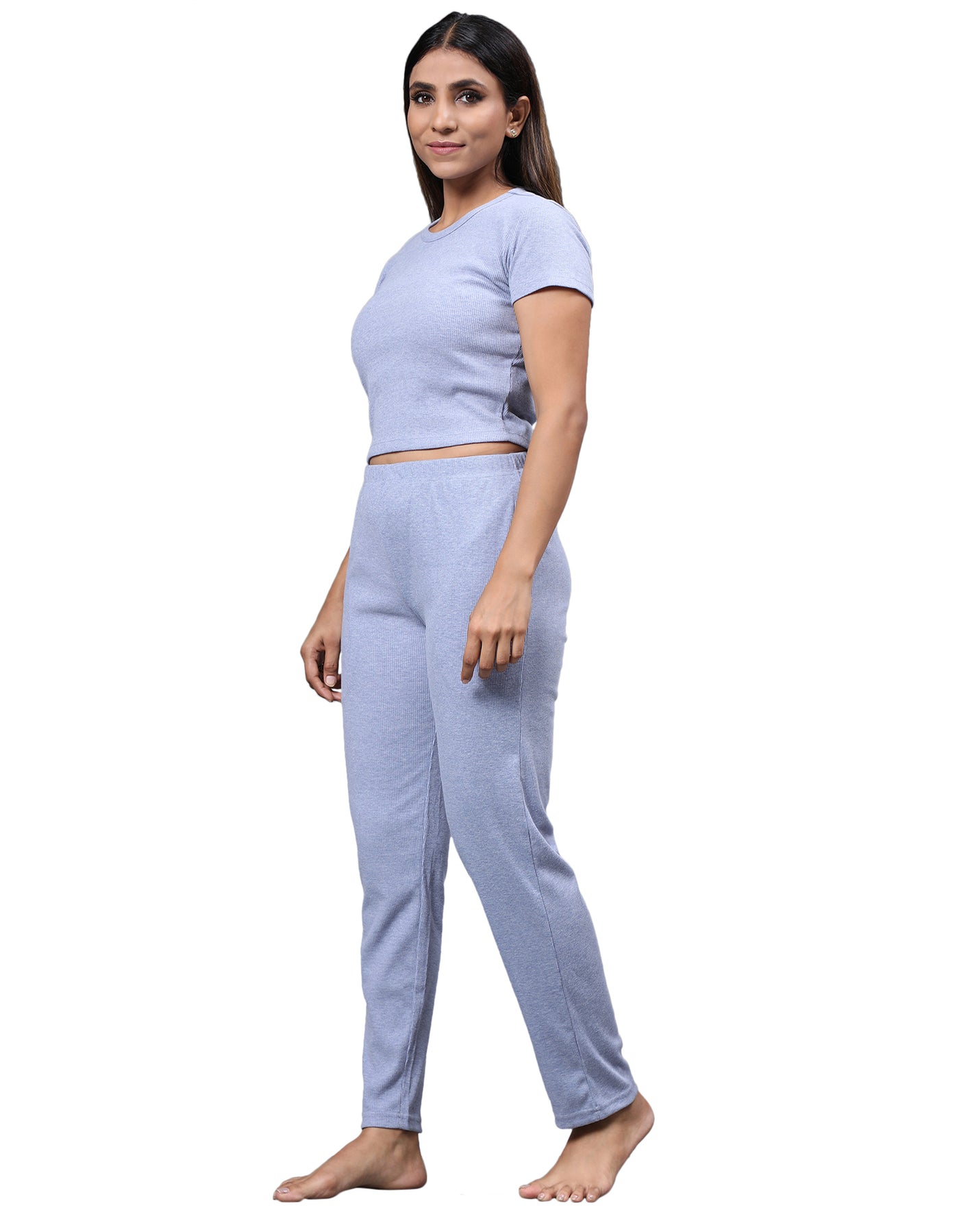 Pyjama Set for Women-Blue Solid