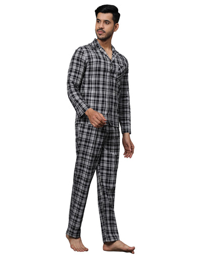 Pyjama Set for Men-Black & Grey Checks