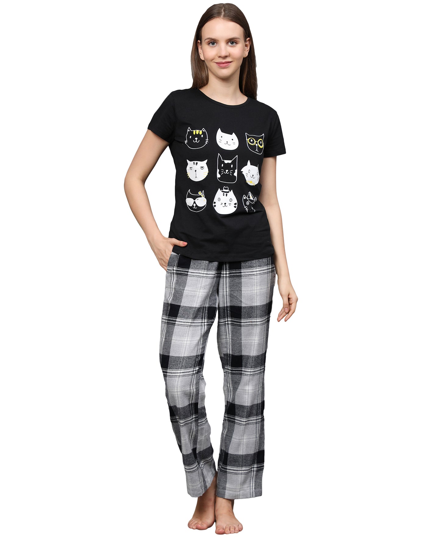Pyjama Set for Women-Cat Print