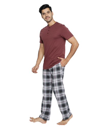 Pyjama Set for Mens-Black Checks