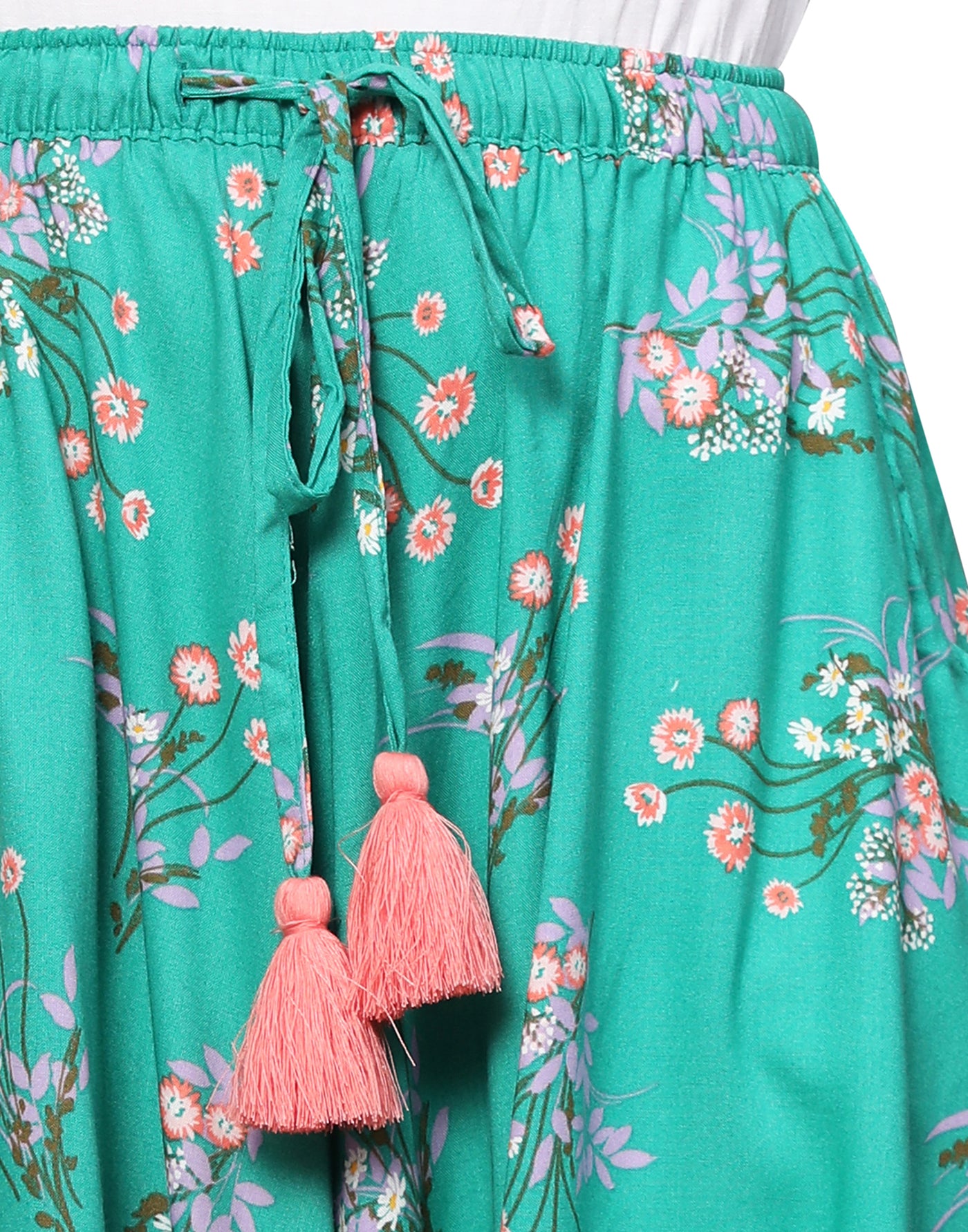 Culottes Shorts for Women-Green Floral