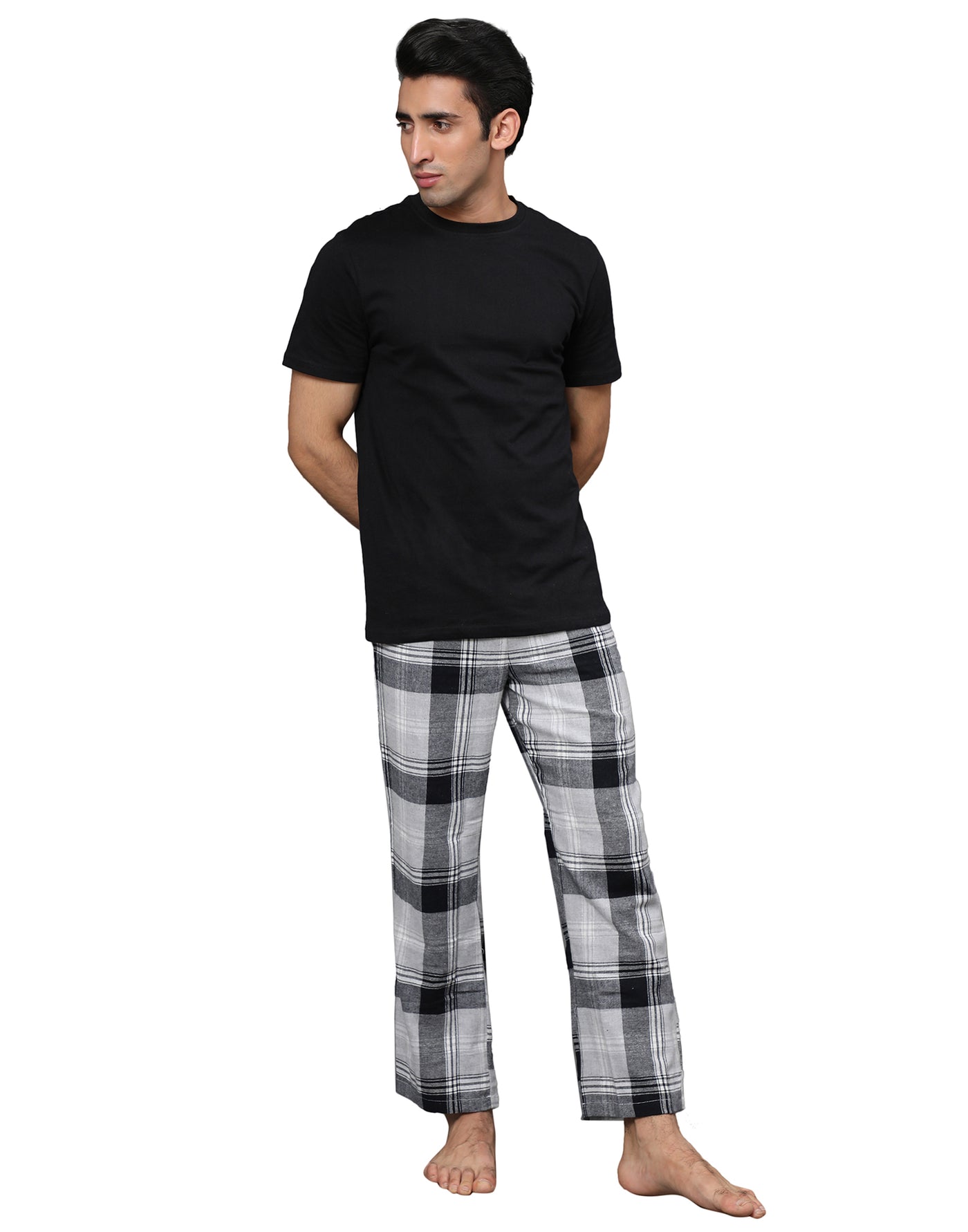 Pyjama Set for Men-Black & Grey Checked