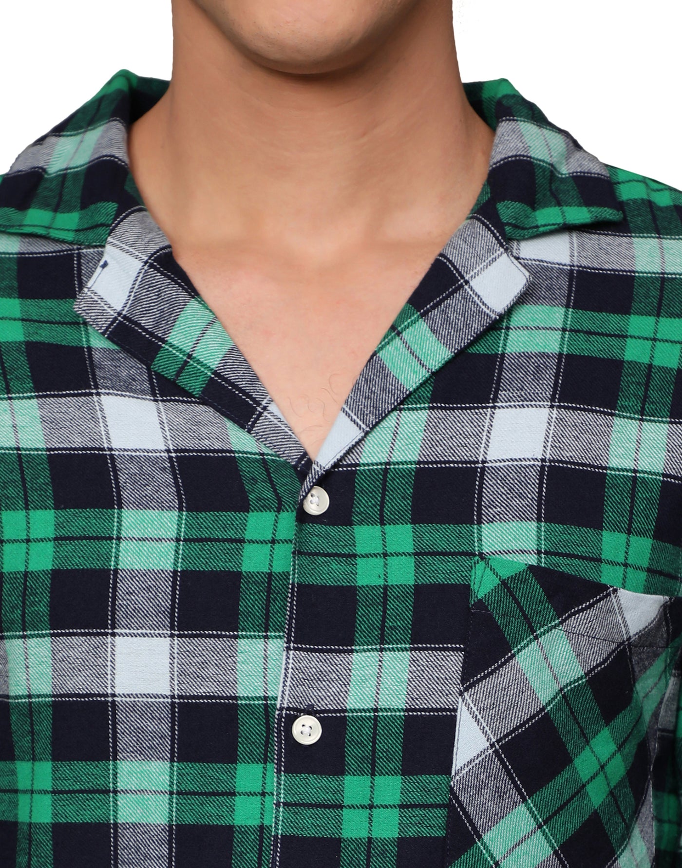 Pyjama Set for Men-Green Checked