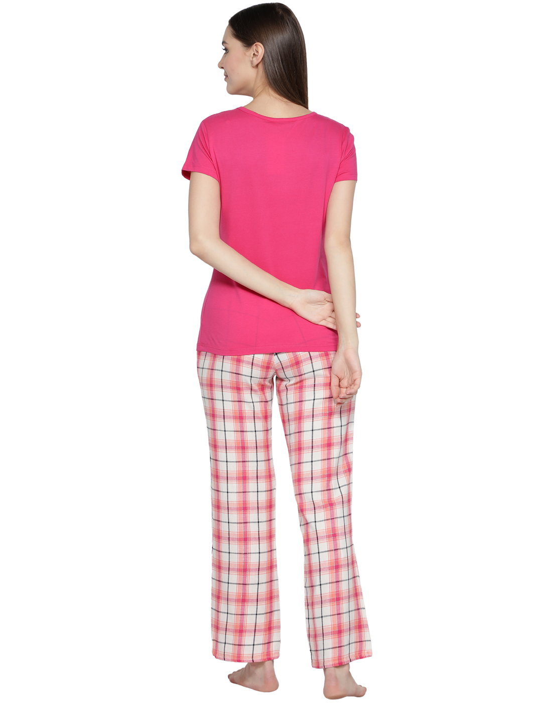 Pyjama Set for Women-White & Pink Checked