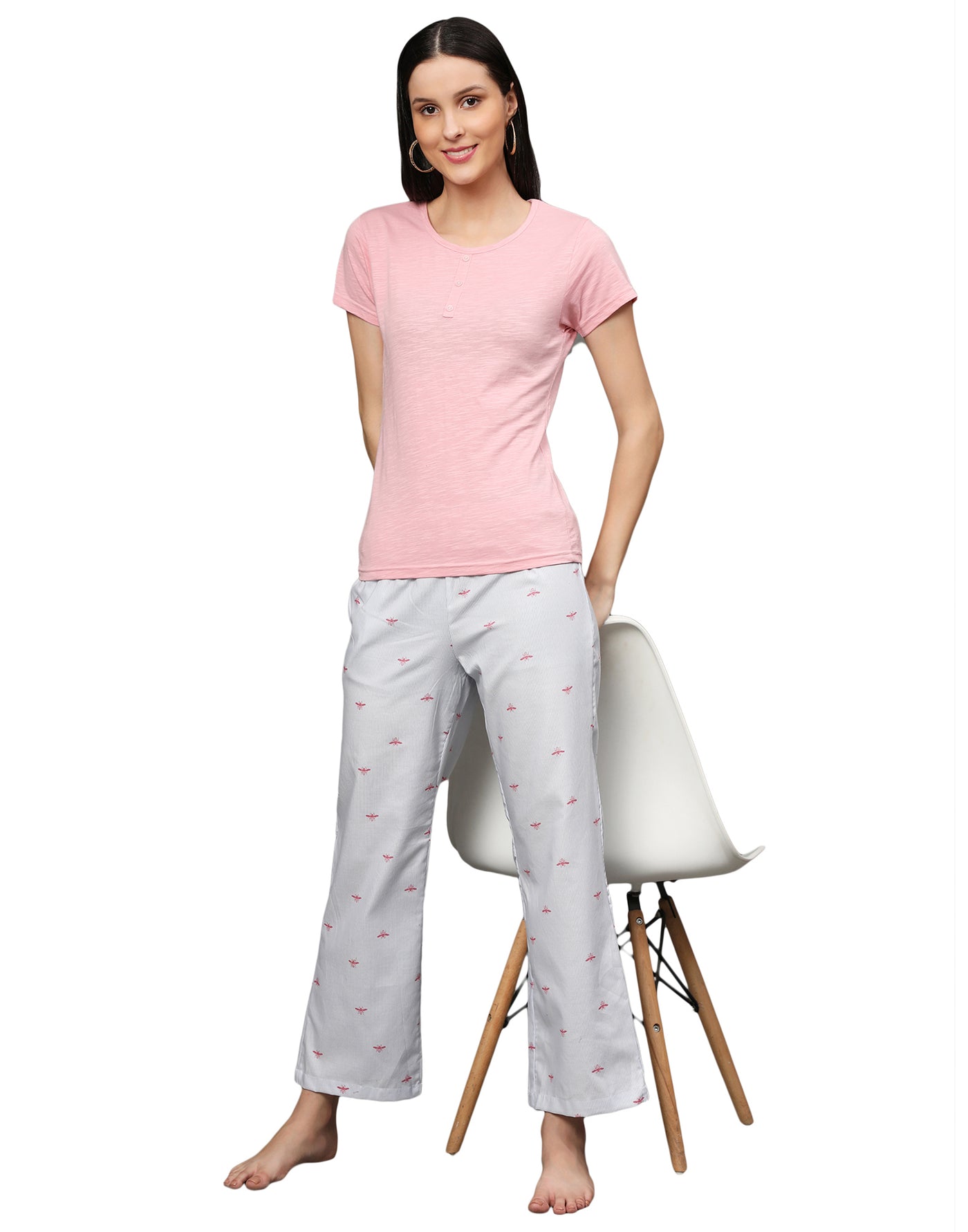 Pyjama Set for Women-Bee Print