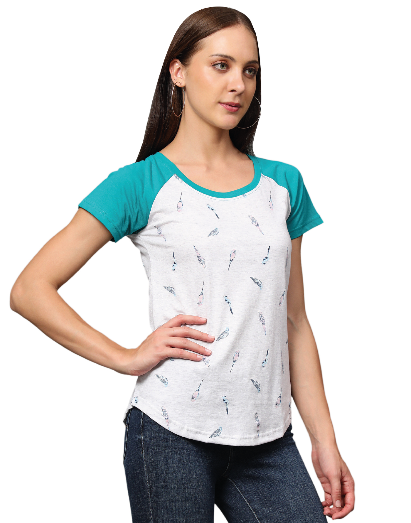 T-Shirt for Women-Grey Bird