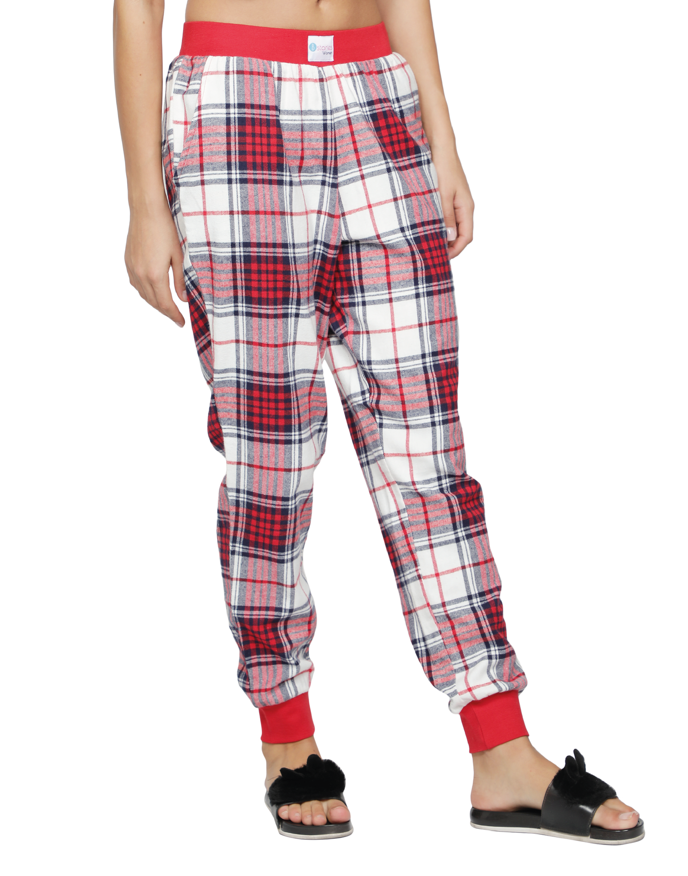 Lounge Pant for Women-Red & White Checked Jogger
