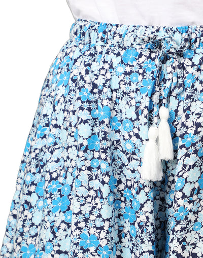 Culottes Shorts for Women-Blue Floral