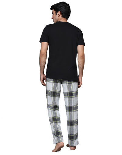 Pyjama Set for Men-Black & Yellow Checked