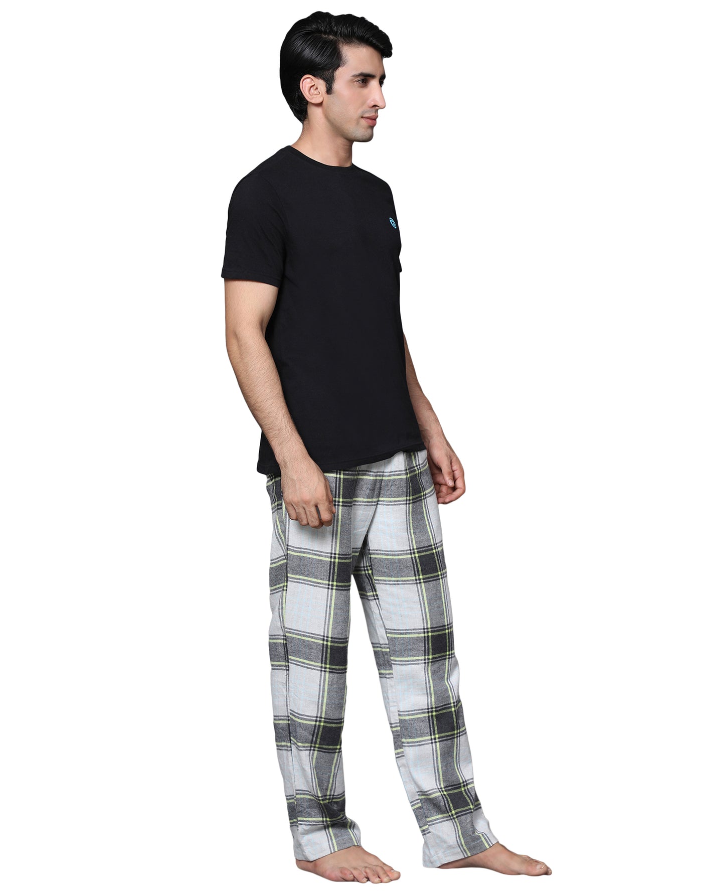 Pyjama Set for Men-Black & Yellow Checked