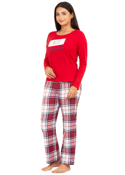 Pyjama Set for Women-Red Checked